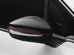 PEUGEOT PEUGEOT 208 LIGNE 'S' mirror caps - Black with Red pin stripe